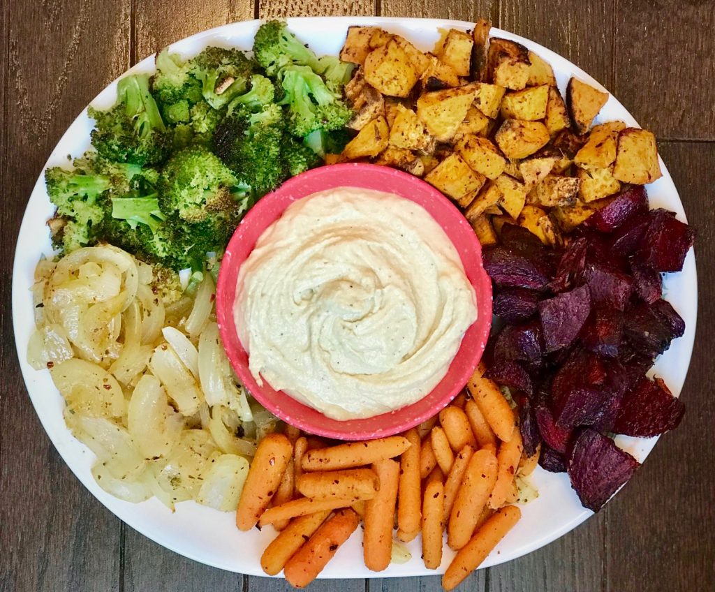 hummus and vegetables