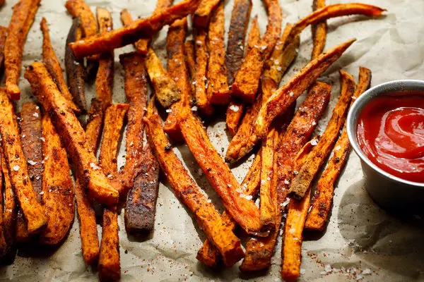 Baked Sweet Potato Fries as healthy snacks for kids 