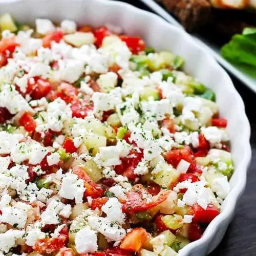 shopska salad in bulgarian cuisine