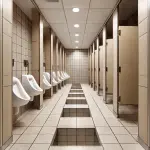 public toilet door gap
